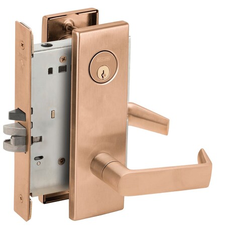 Schlage Grade 1 Classroom Mortise Lock, Conventional Cylinder, S123 Keyway, 06 Lever, N Escutcheon, Satin Br L9070P 06N 612
